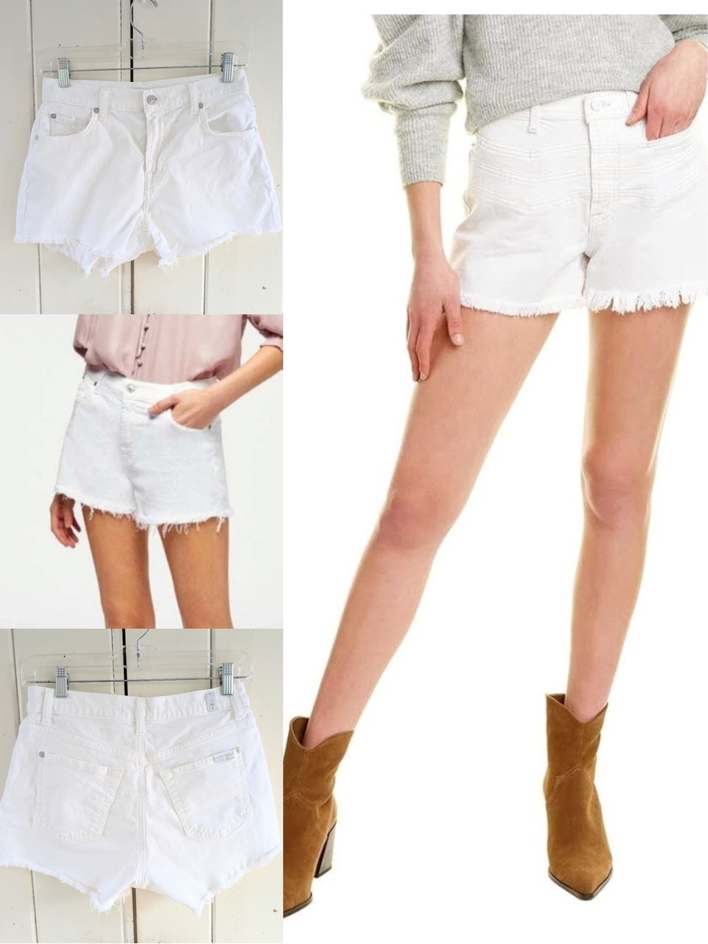 🌞CLEARANCE 7 For All Mankind White Frayed Hem Denim Shorts